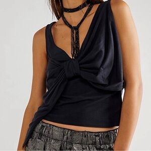 Free People Black Tank Top with Knot Detail size XS